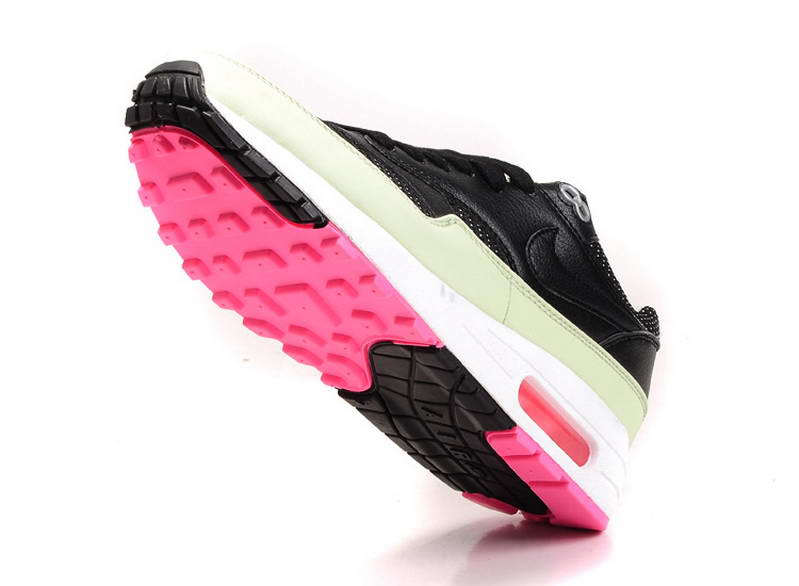 Nike Air Max 1 87 fourrure Chaussures Hommes Noir Feu vert rose (2)